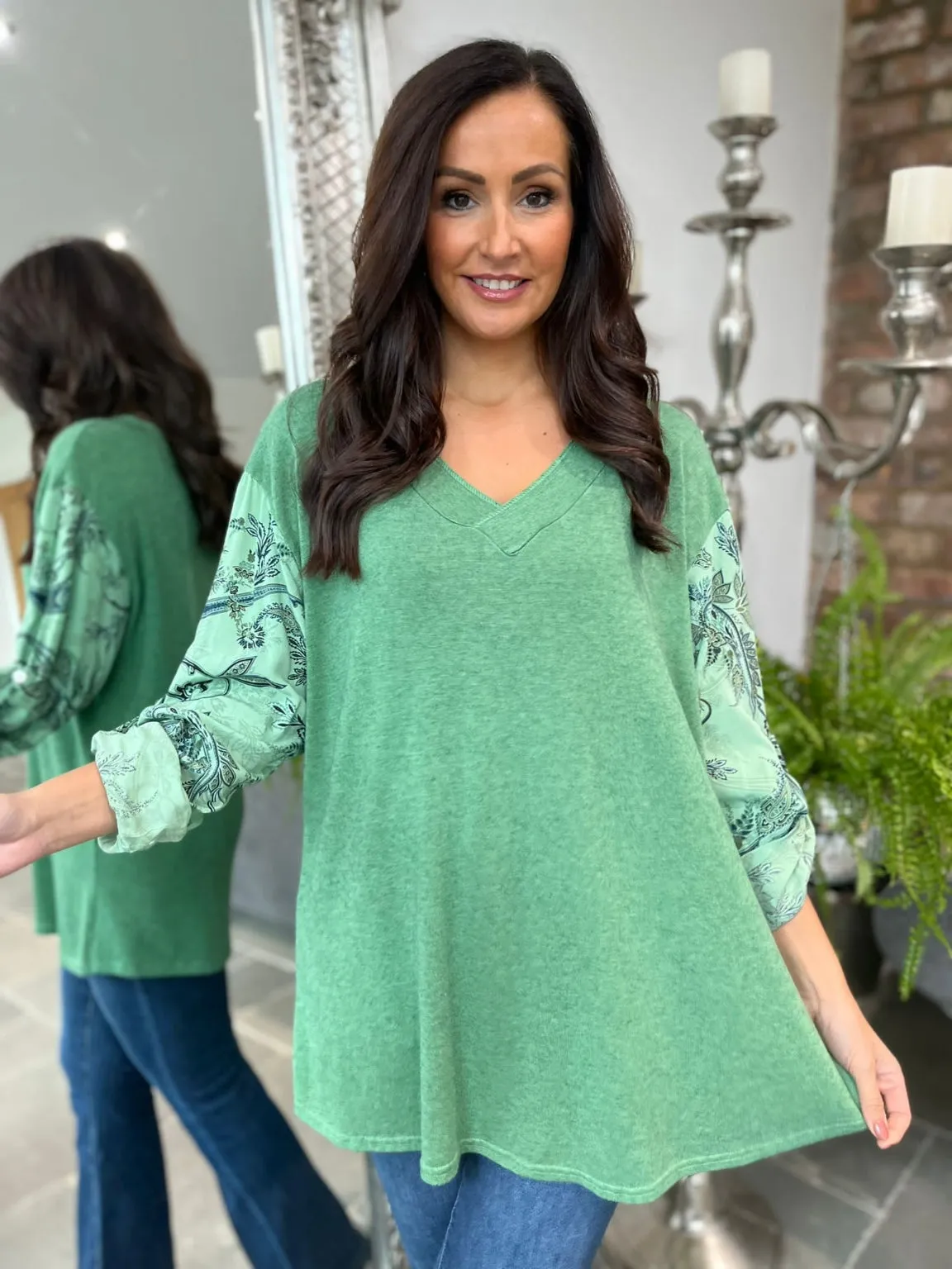 Patterned Sleeve Top Desta