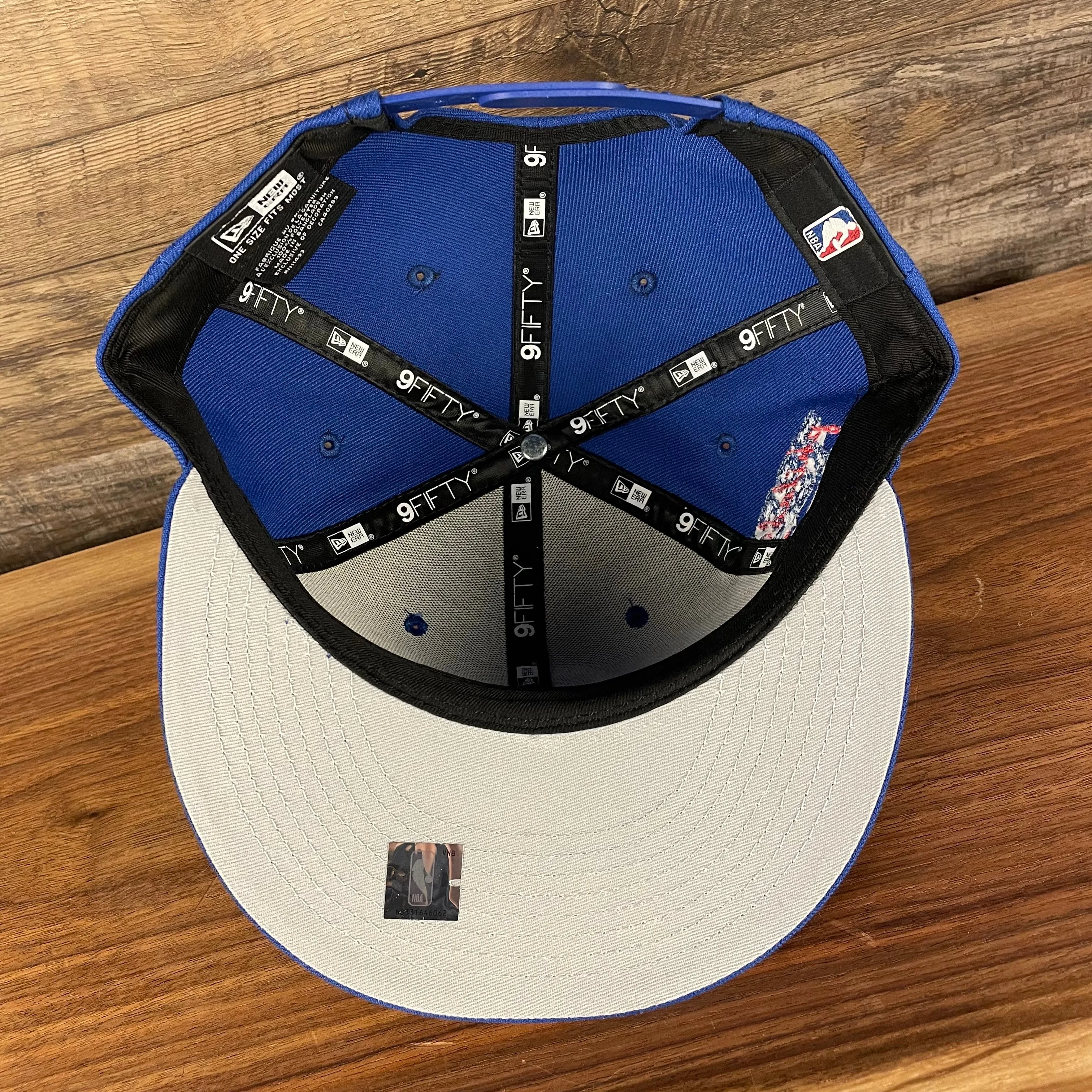 Philadelphia 76ers NBA 75th Anniversary Side Patch Gray Bottom Royal 9Fifty Snapback Hat | Back Half