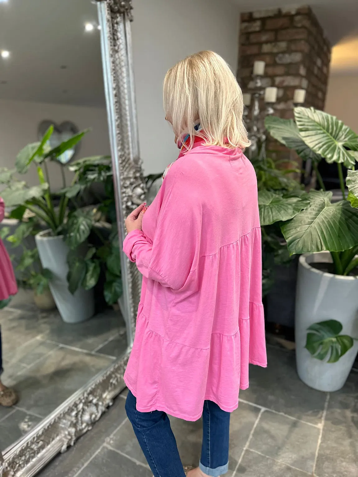 Pink Button Tiered Tunic Maisie