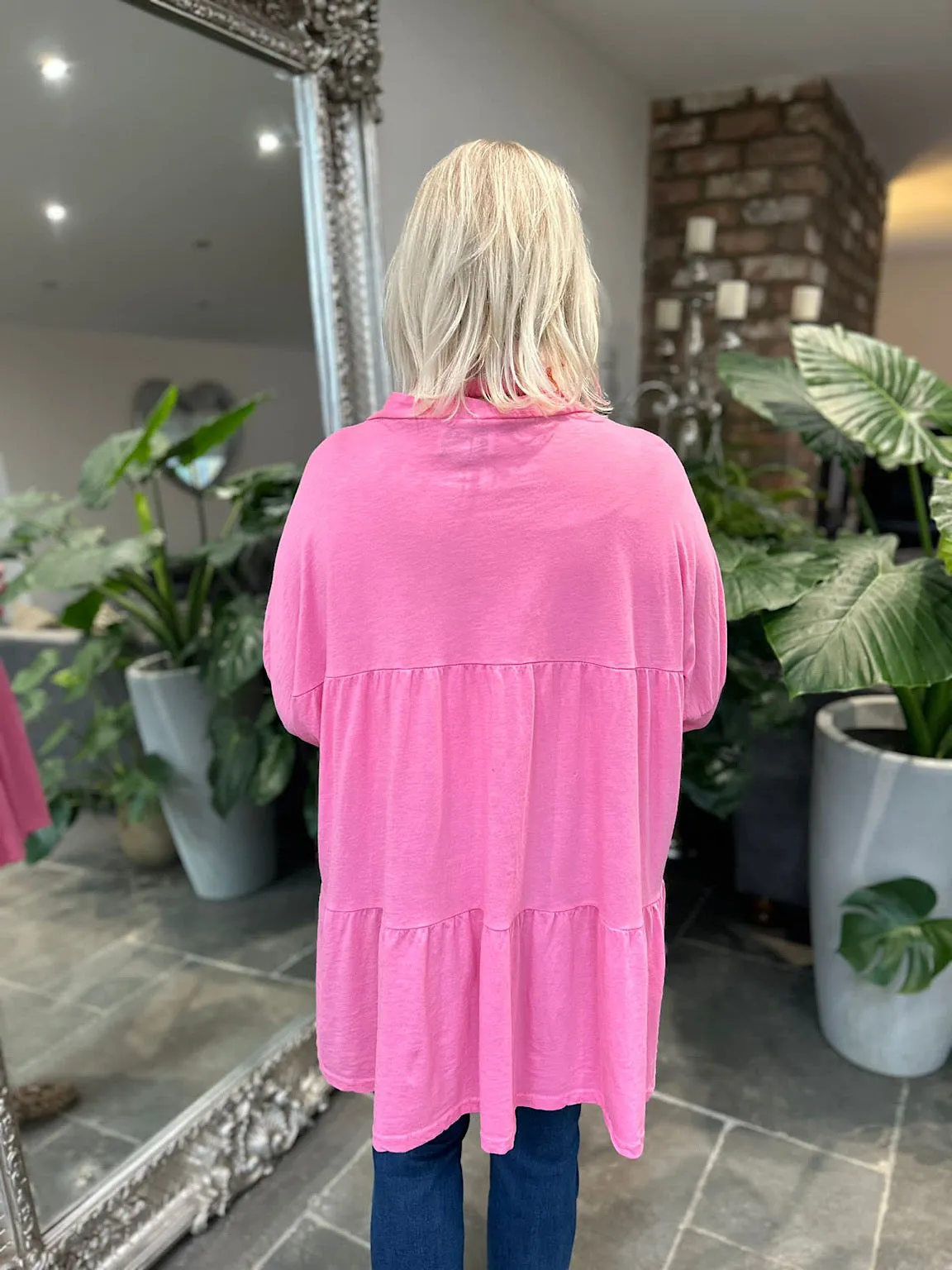 Pink Button Tiered Tunic Maisie