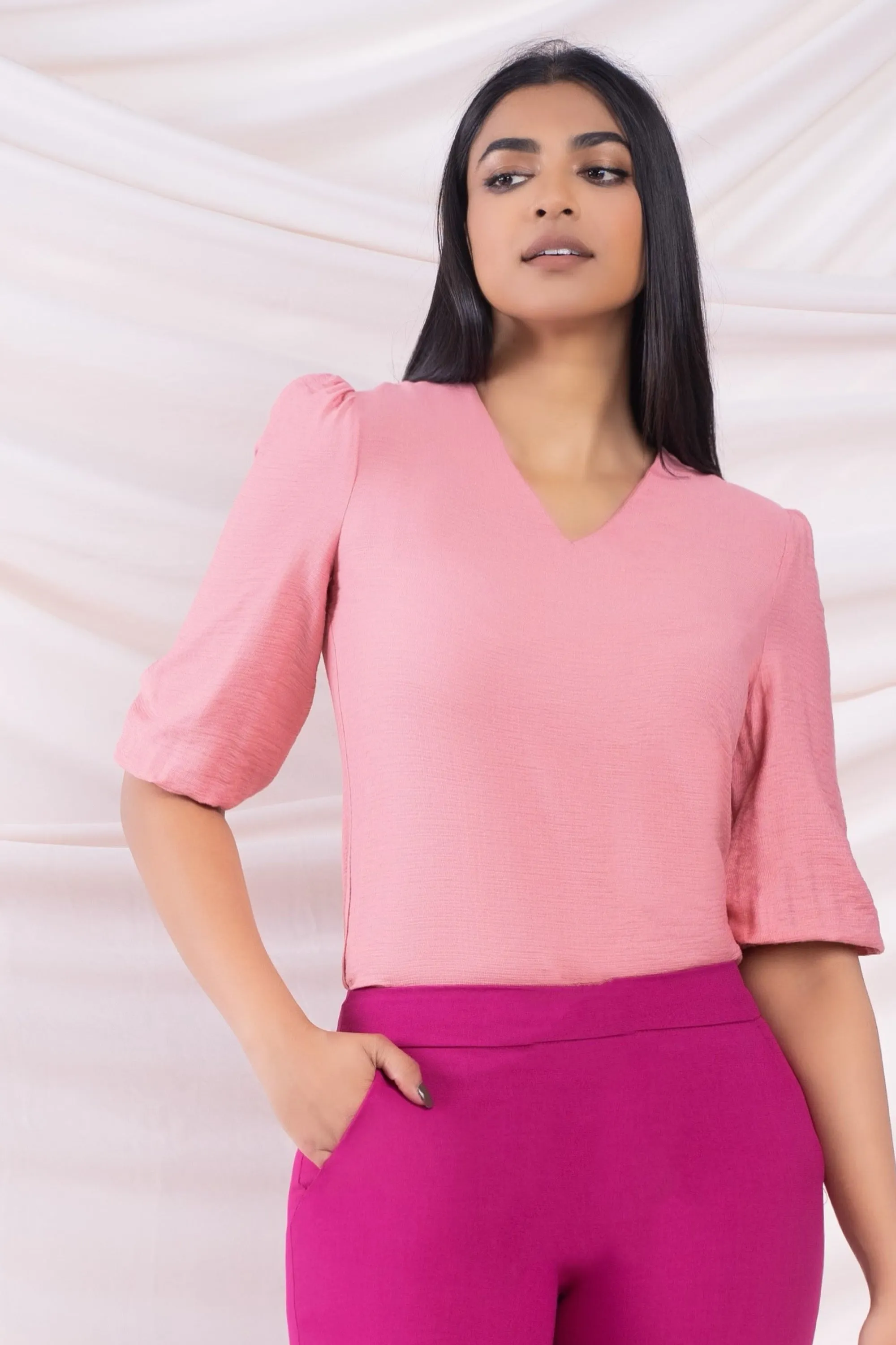 Pink Puff Sleeve Top