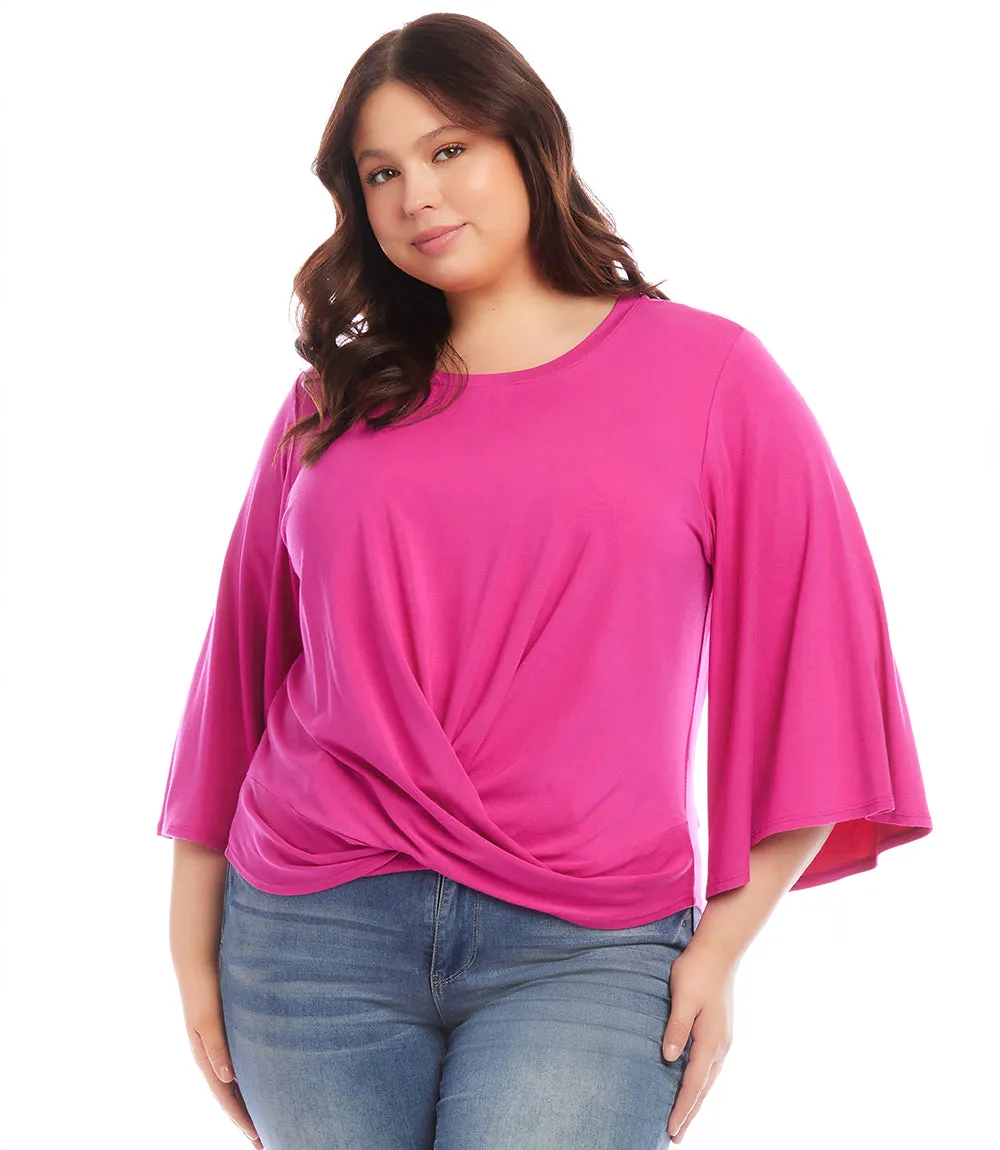 Plus Size Drape Front Top