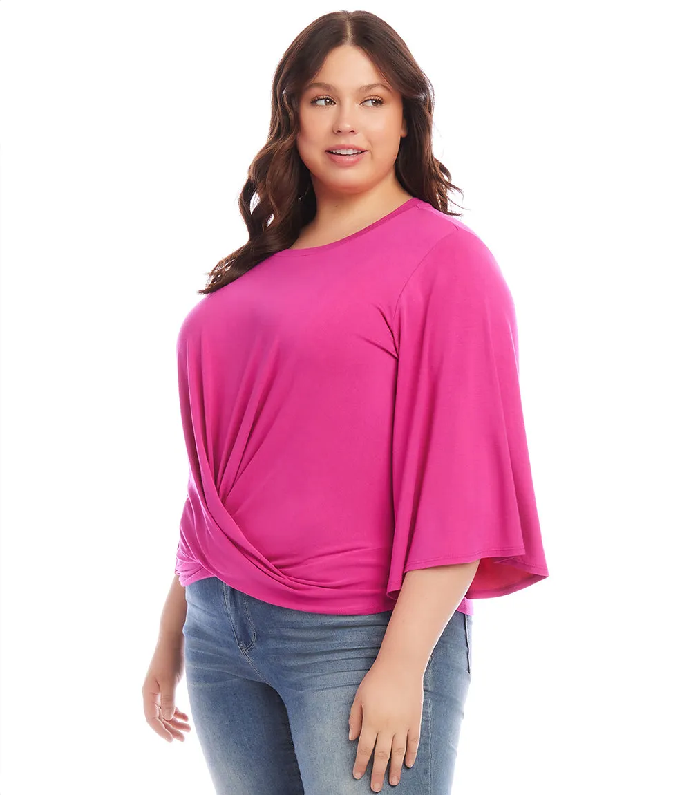 Plus Size Drape Front Top