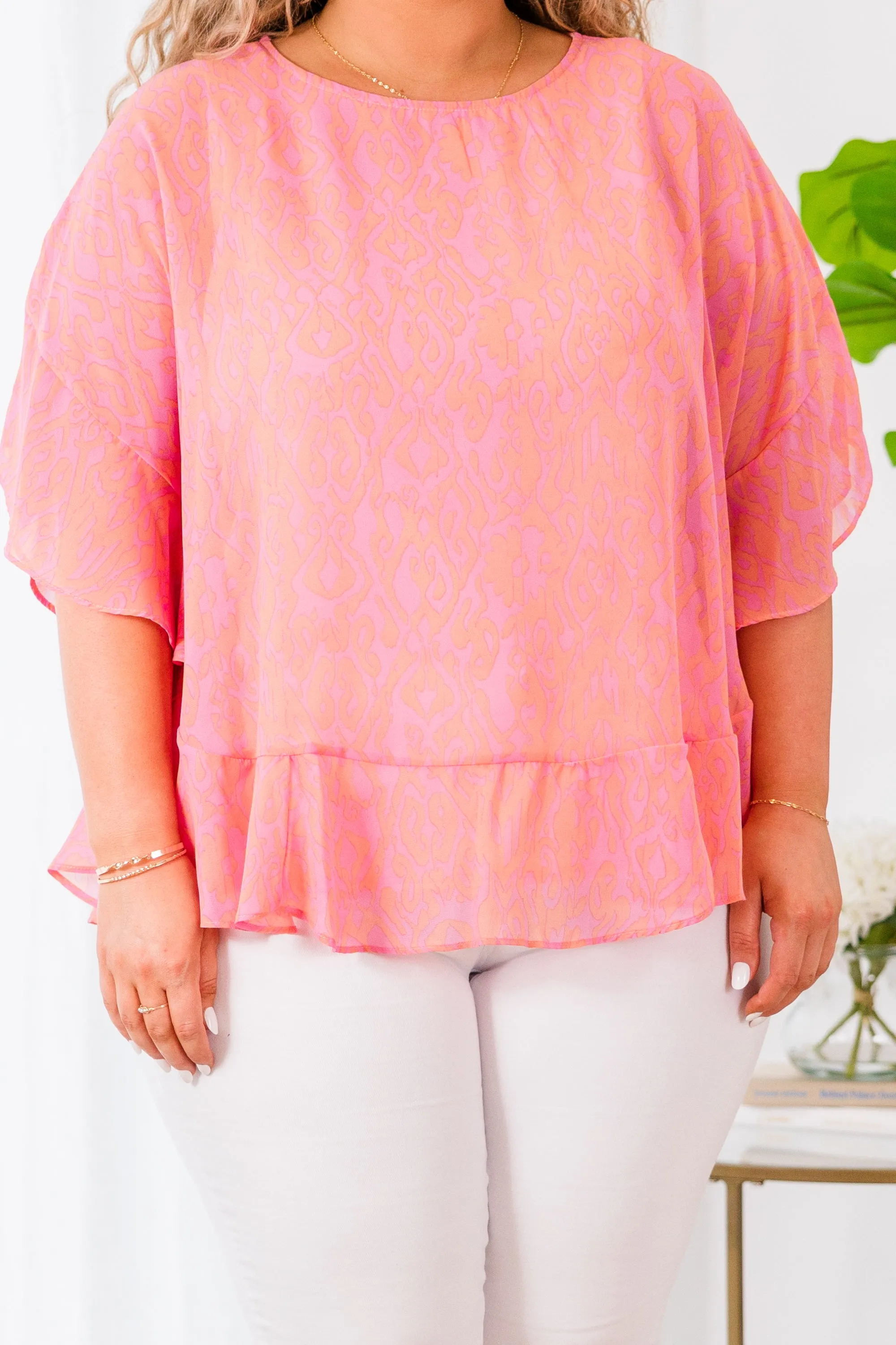 Pretty As A Peach Top, Fuchsia