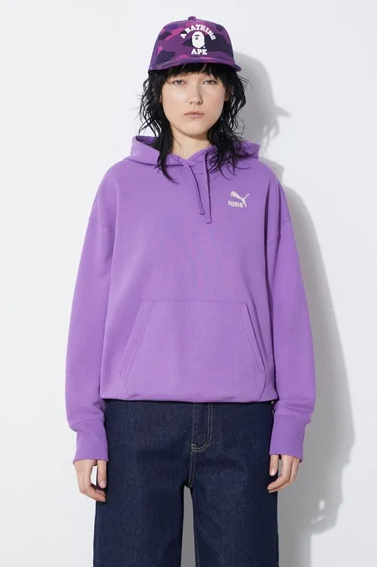 Puma cotton sweatshirt BETTER CLASSIC women's violet color hooded 624227