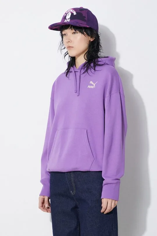 Puma cotton sweatshirt BETTER CLASSIC women's violet color hooded 624227