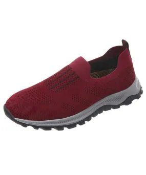 Red stripe texture casual slip on shoe sneaker