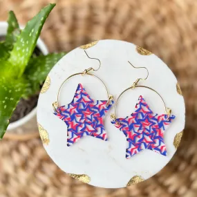 Remix Stars - Red + Blue Stars - Acrylic Earrings