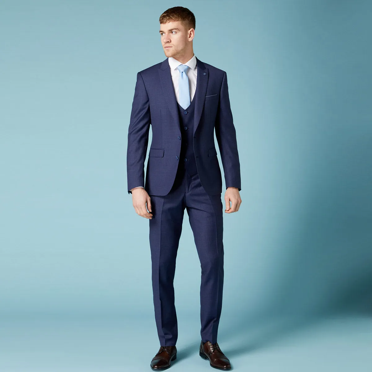 Remus Uomo - 3 Piece Mario Slim Fit Microcheck Suit in Navy