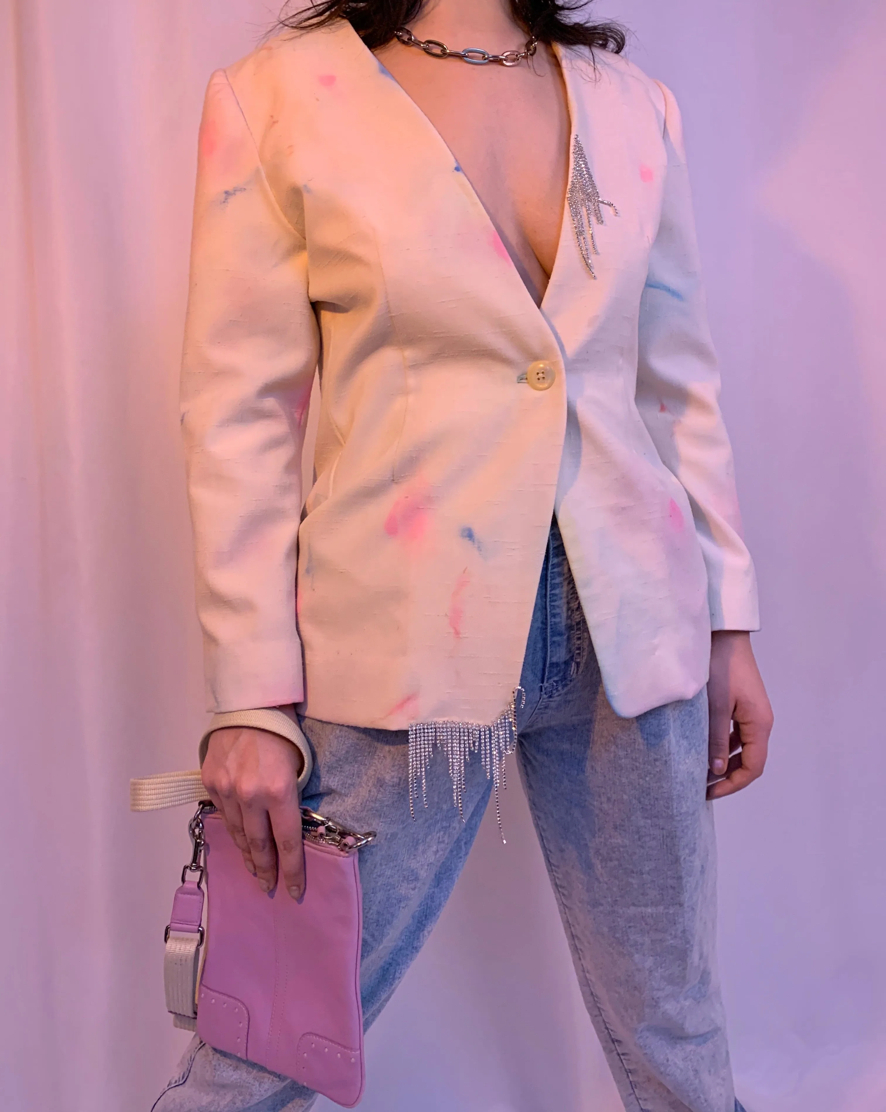 Rhinestone watercolor blazer