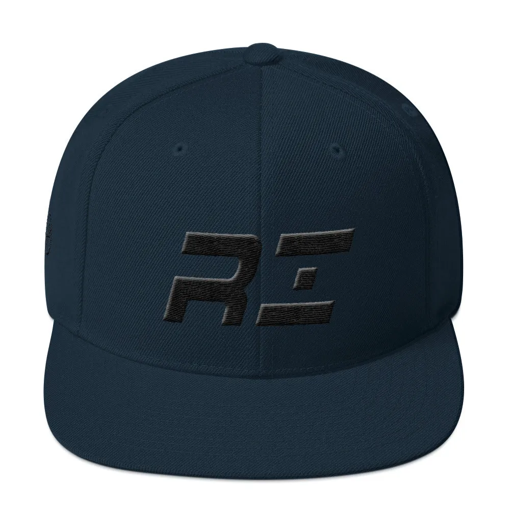 Rhode Island - Flat Brim Hat - Black Embroidery - RI - Many Hat Color Options Available