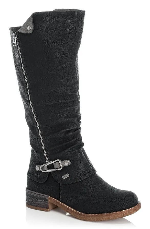 Rieker 94652-00 TX Womens Zip Fastening Knee High Boot