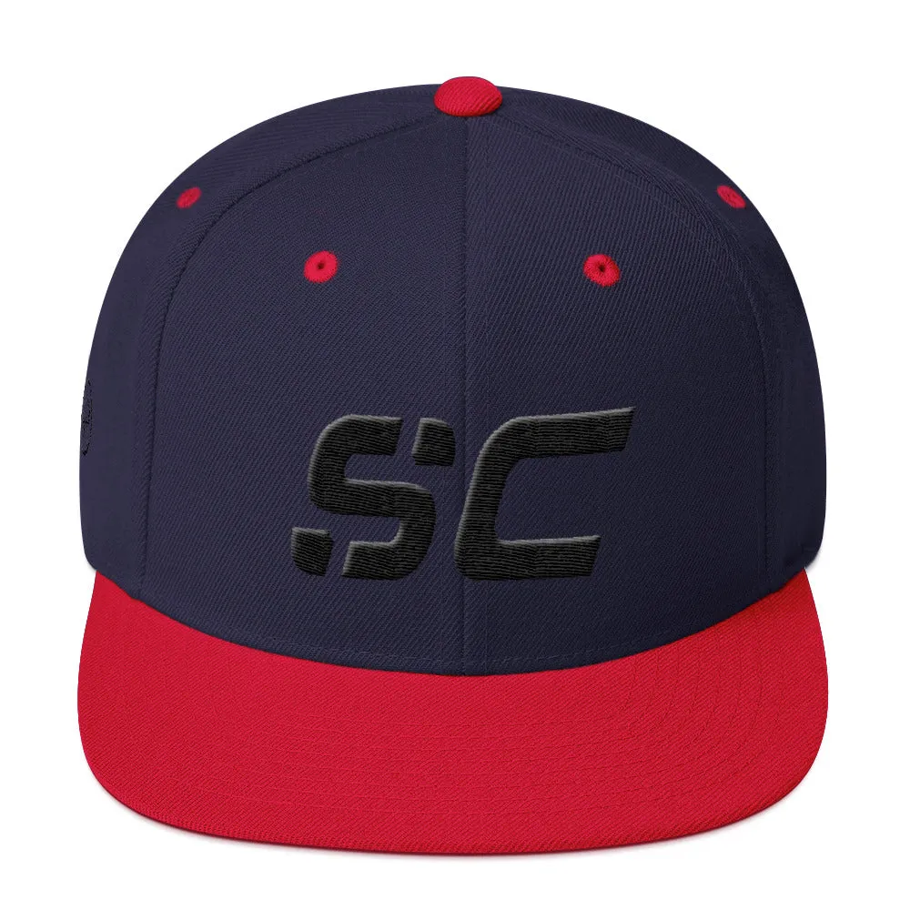 South Carolina - Flat Brim Hat - Black Embroidery - SC - Many Hat Color Options Available