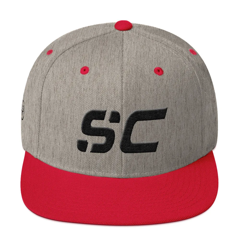 South Carolina - Flat Brim Hat - Black Embroidery - SC - Many Hat Color Options Available