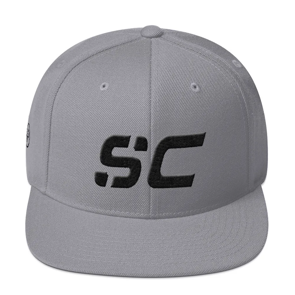 South Carolina - Flat Brim Hat - Black Embroidery - SC - Many Hat Color Options Available