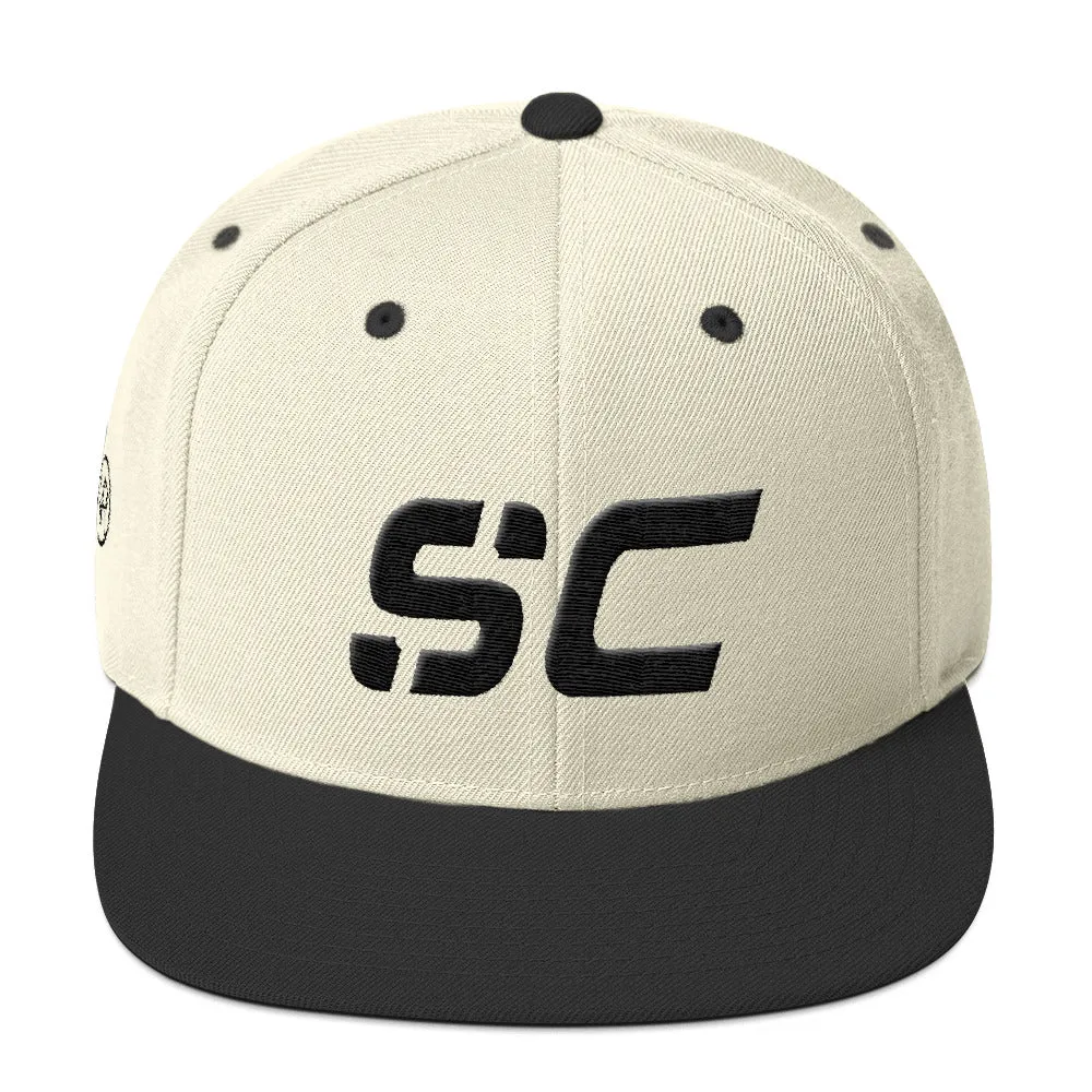 South Carolina - Flat Brim Hat - Black Embroidery - SC - Many Hat Color Options Available