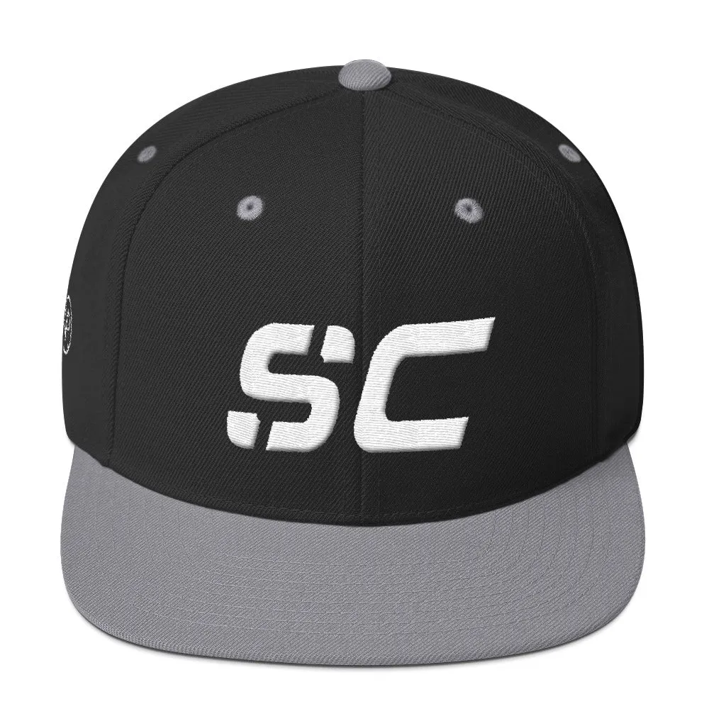 South Carolina - Flat Brim Hat - White Embroidery - SC - Many Hat Color Options Available