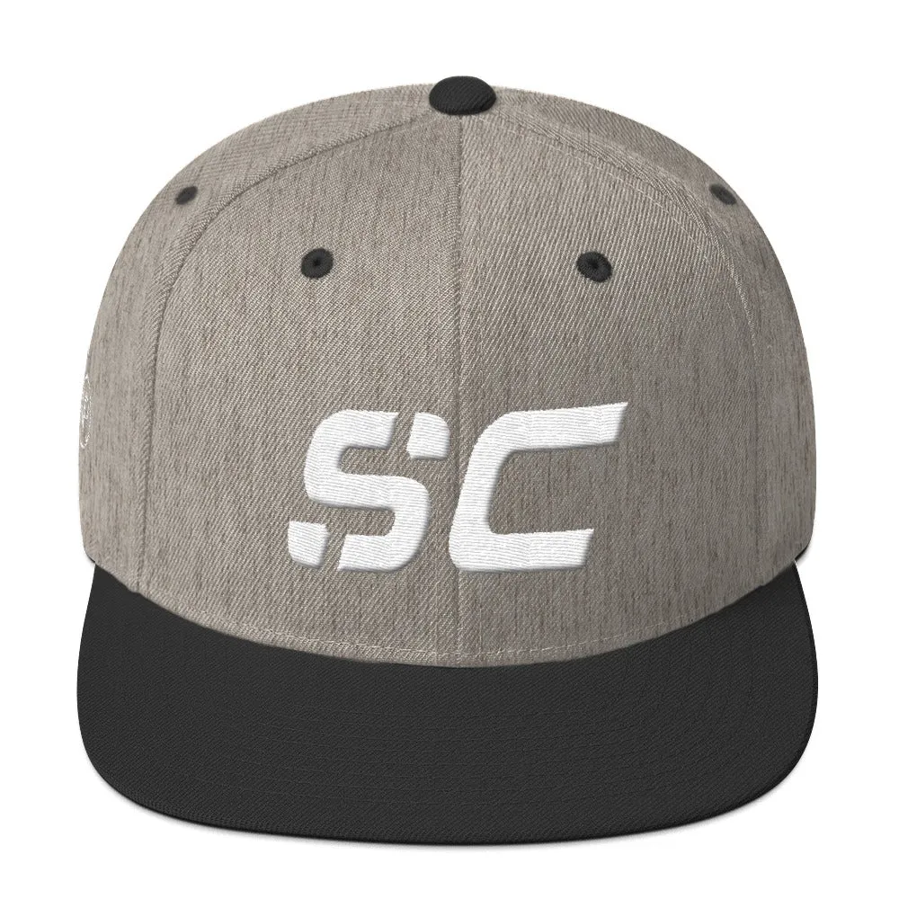 South Carolina - Flat Brim Hat - White Embroidery - SC - Many Hat Color Options Available