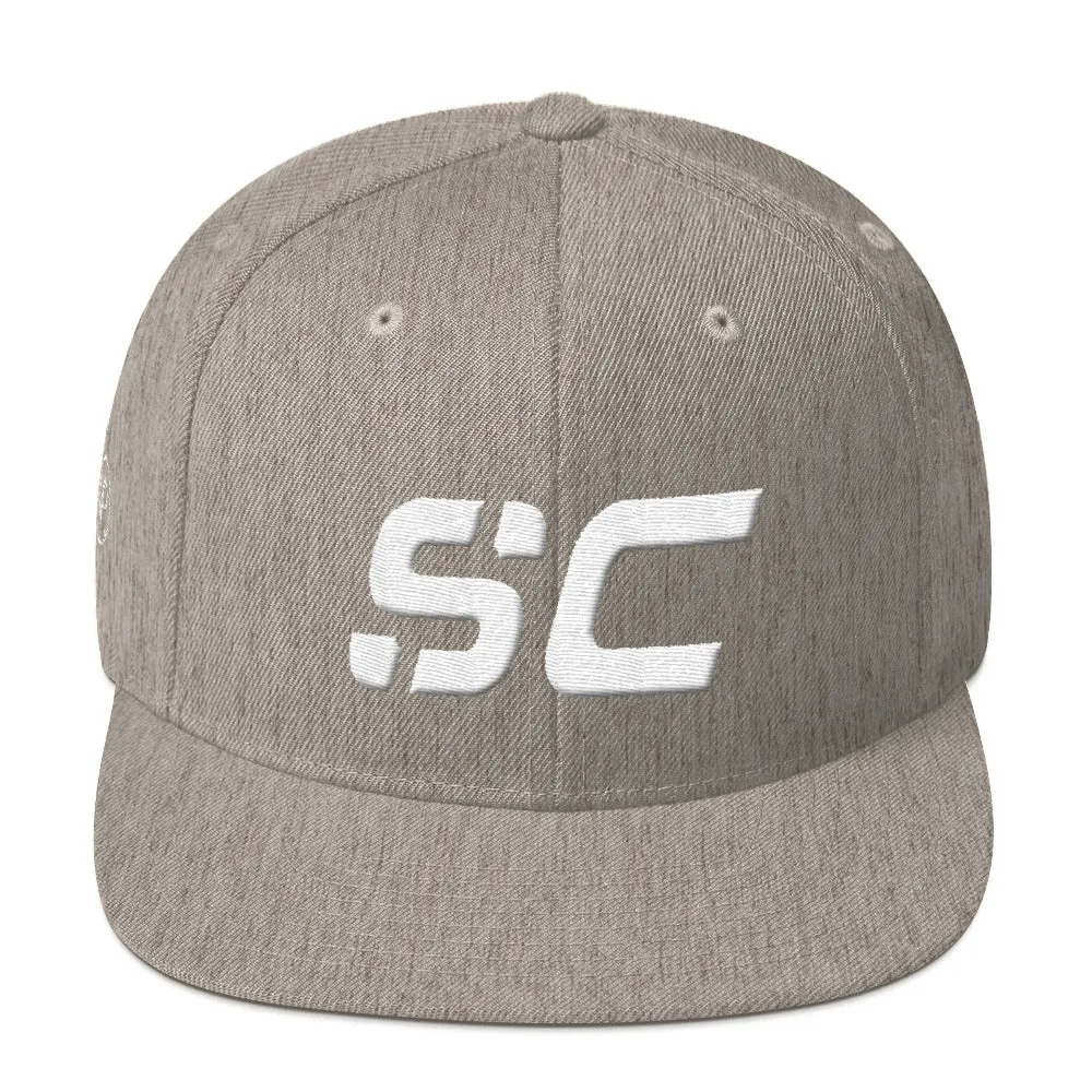 South Carolina - Flat Brim Hat - White Embroidery - SC - Many Hat Color Options Available