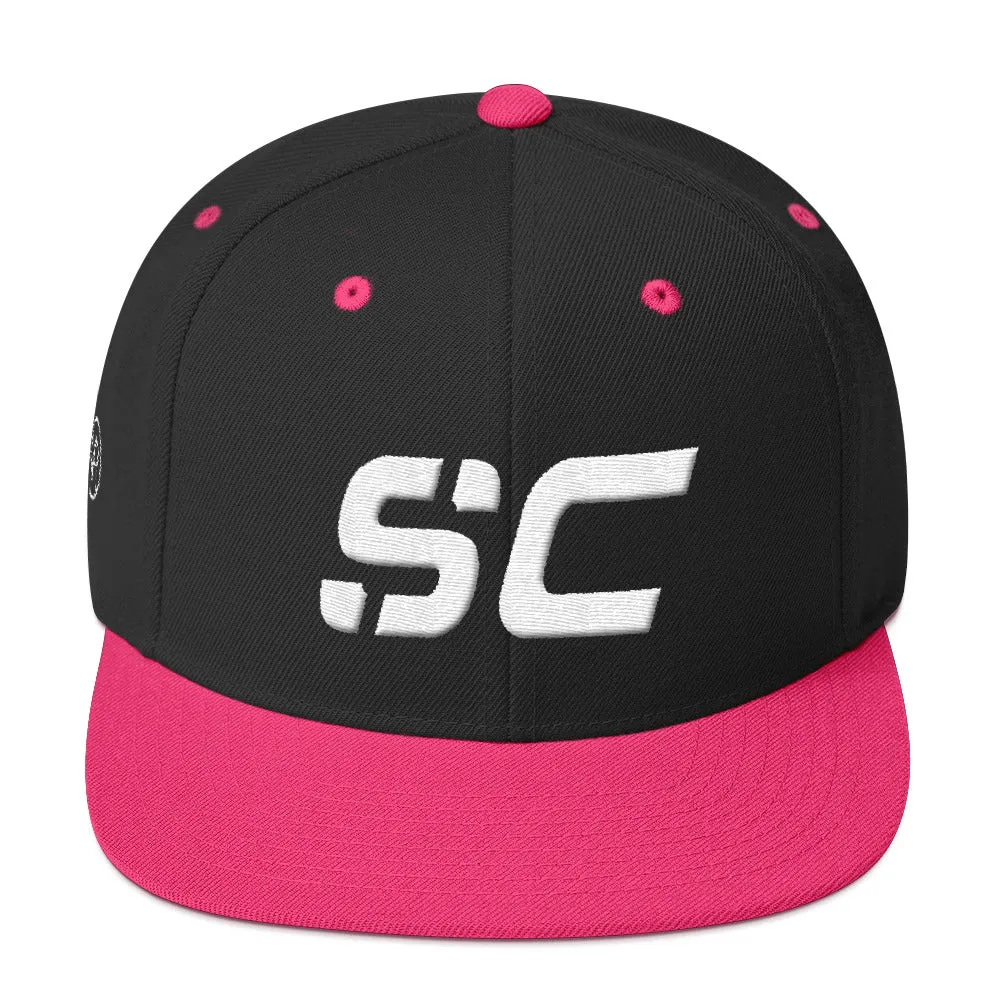 South Carolina - Flat Brim Hat - White Embroidery - SC - Many Hat Color Options Available