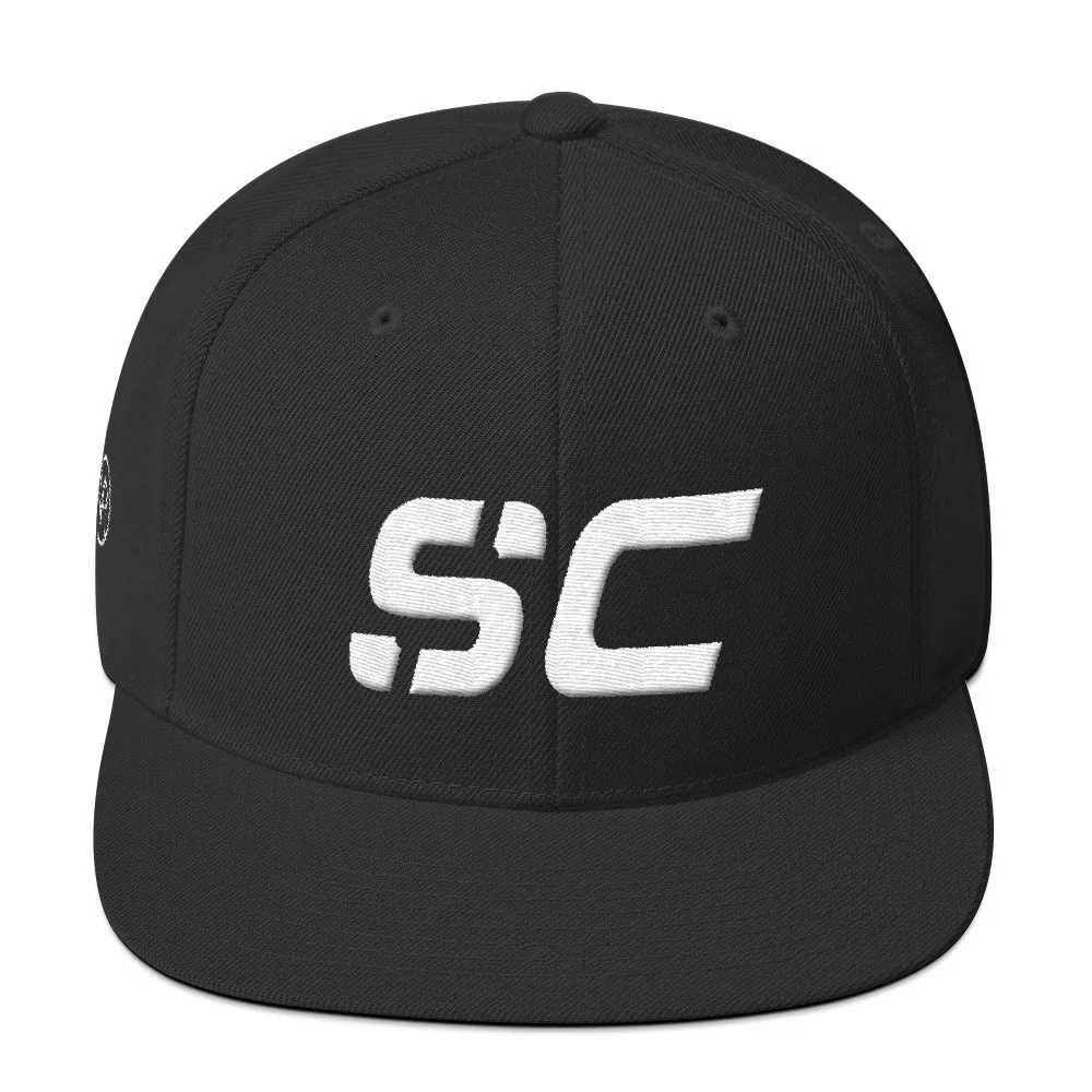 South Carolina - Flat Brim Hat - White Embroidery - SC - Many Hat Color Options Available