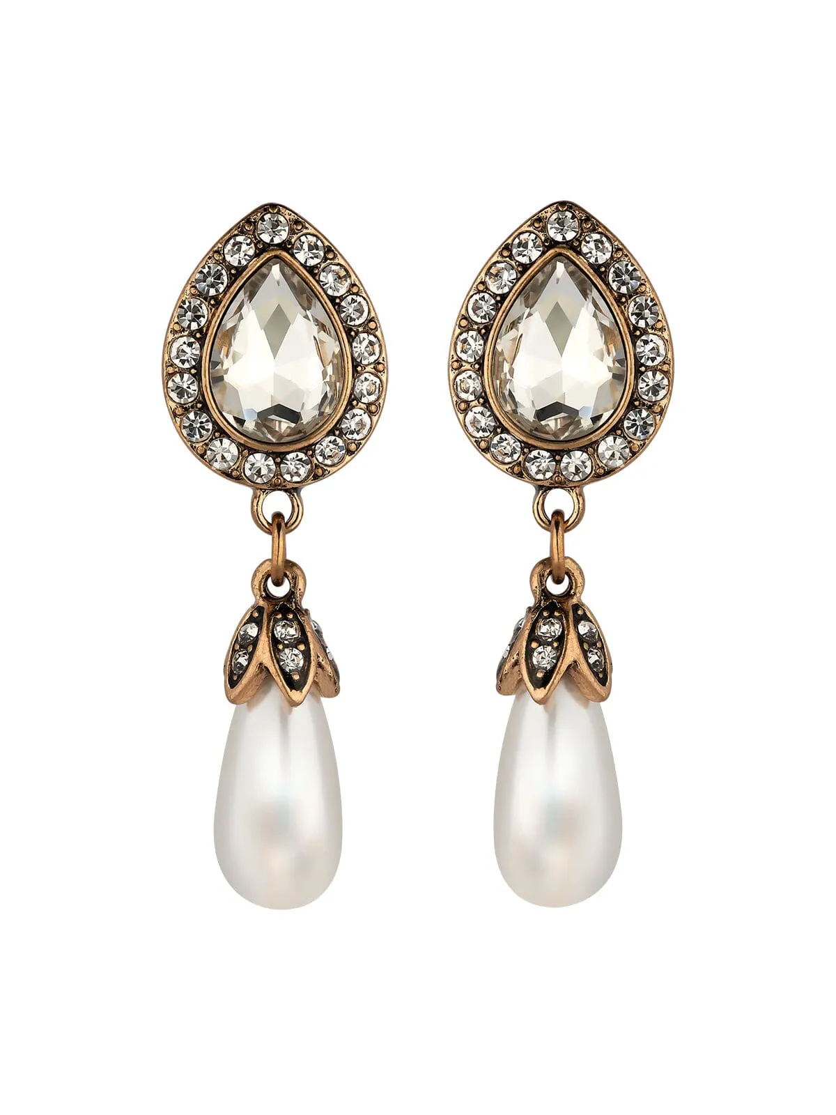 Sparkling Pearl Dangle Earrings