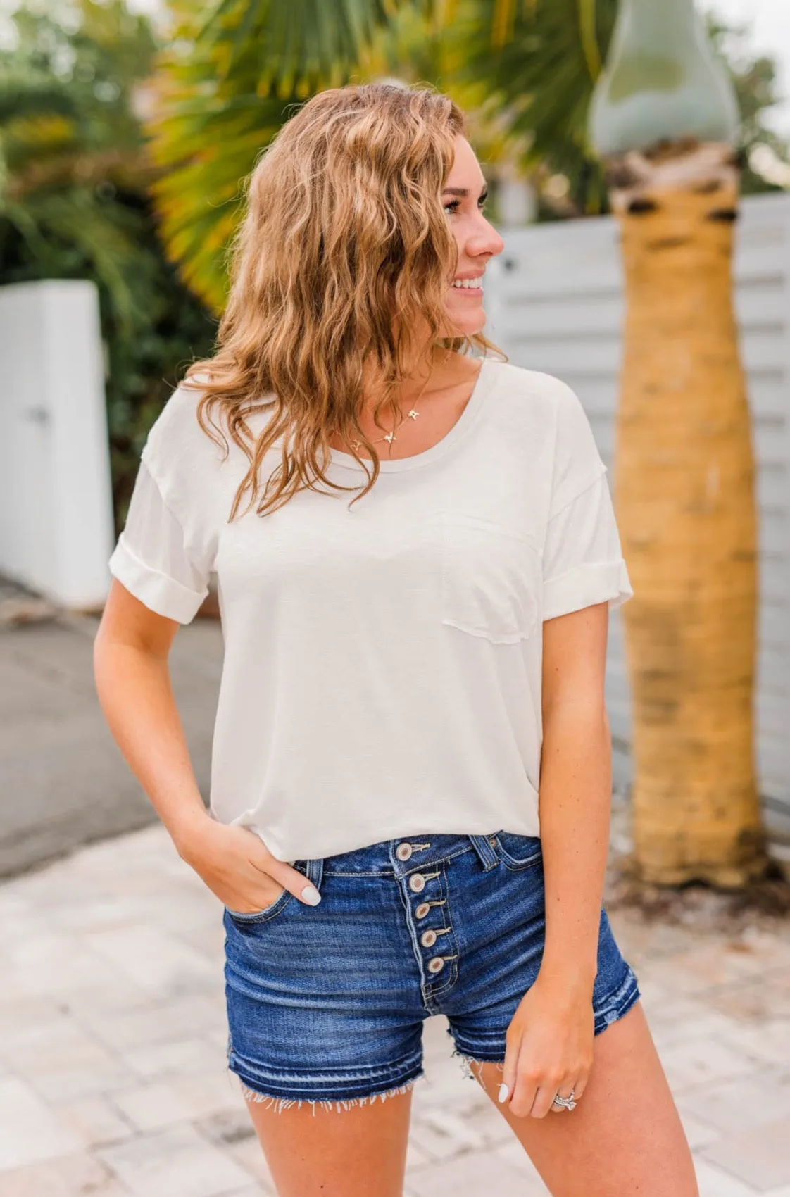 Start My Day Short Sleeve Top- Ivory