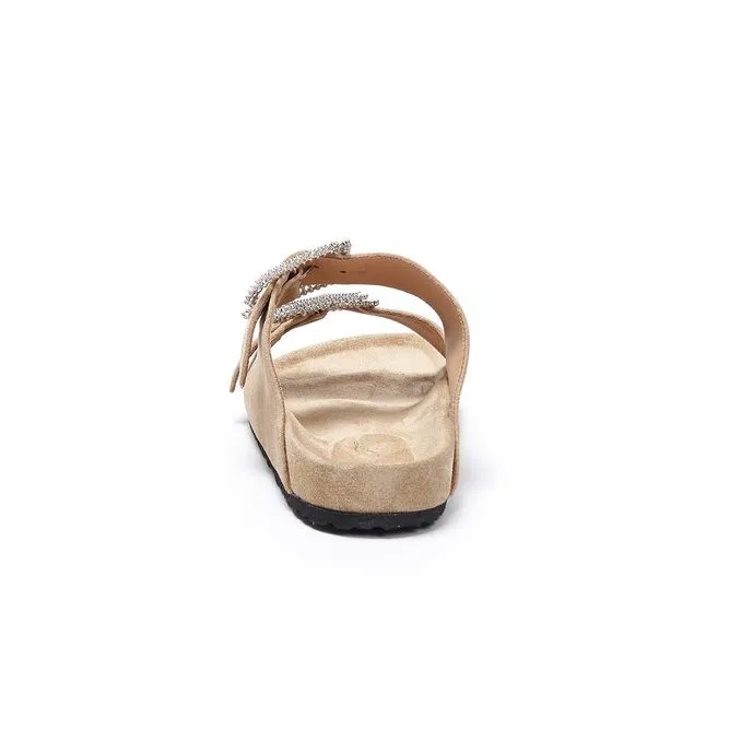 SUEDE SANDALS WITH JEWEL BUCKLES Woman Sand