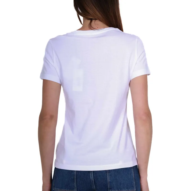 T-SHIRT CON STAMPA LOGO E STRASS, BIANCO