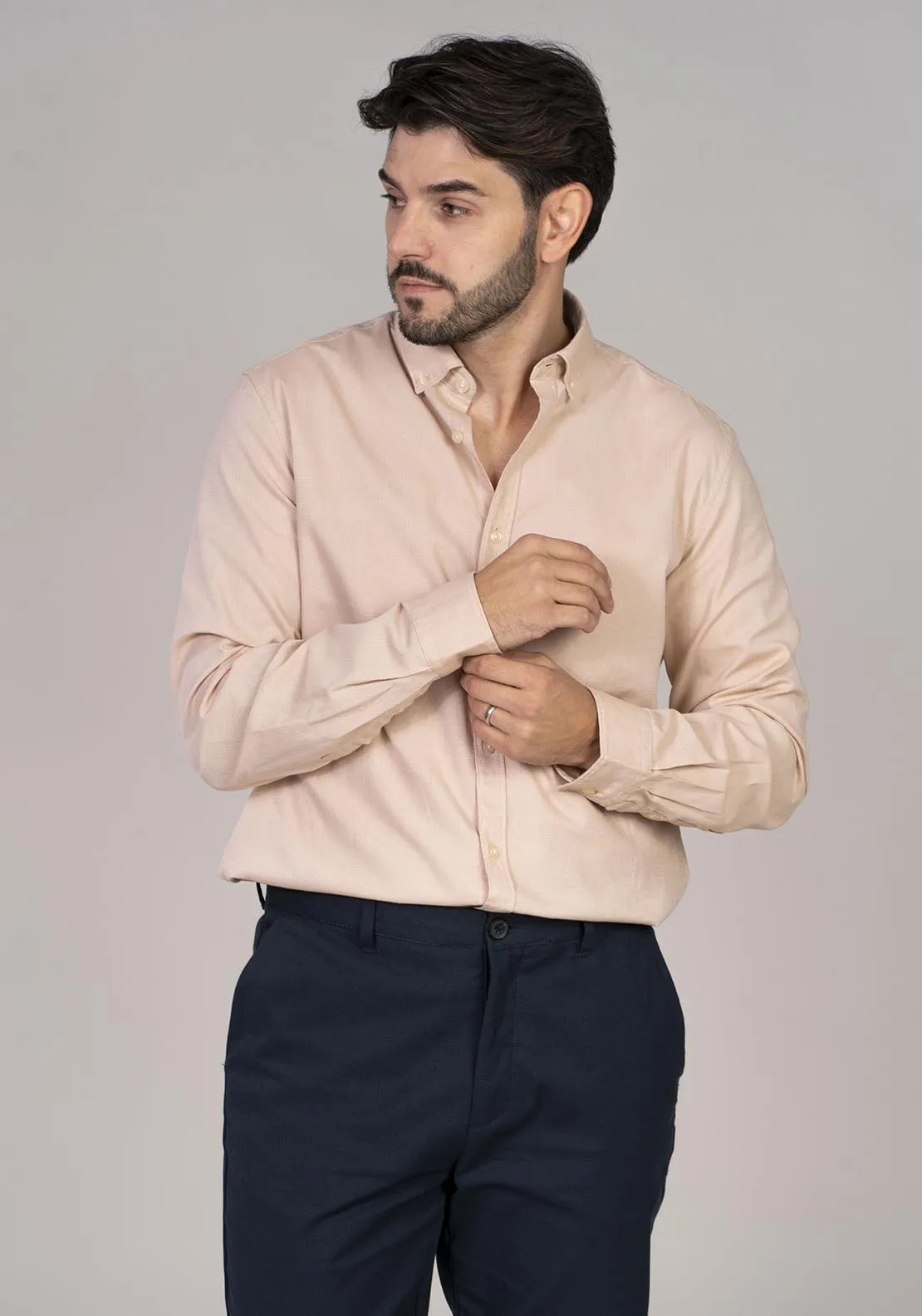 Textured coloured shirt - Camel