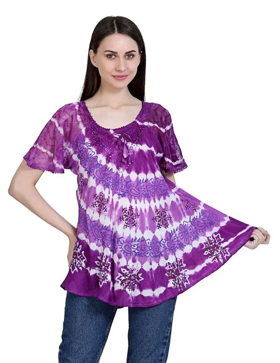 Tie Dye Cap Sleeve Rayon Top