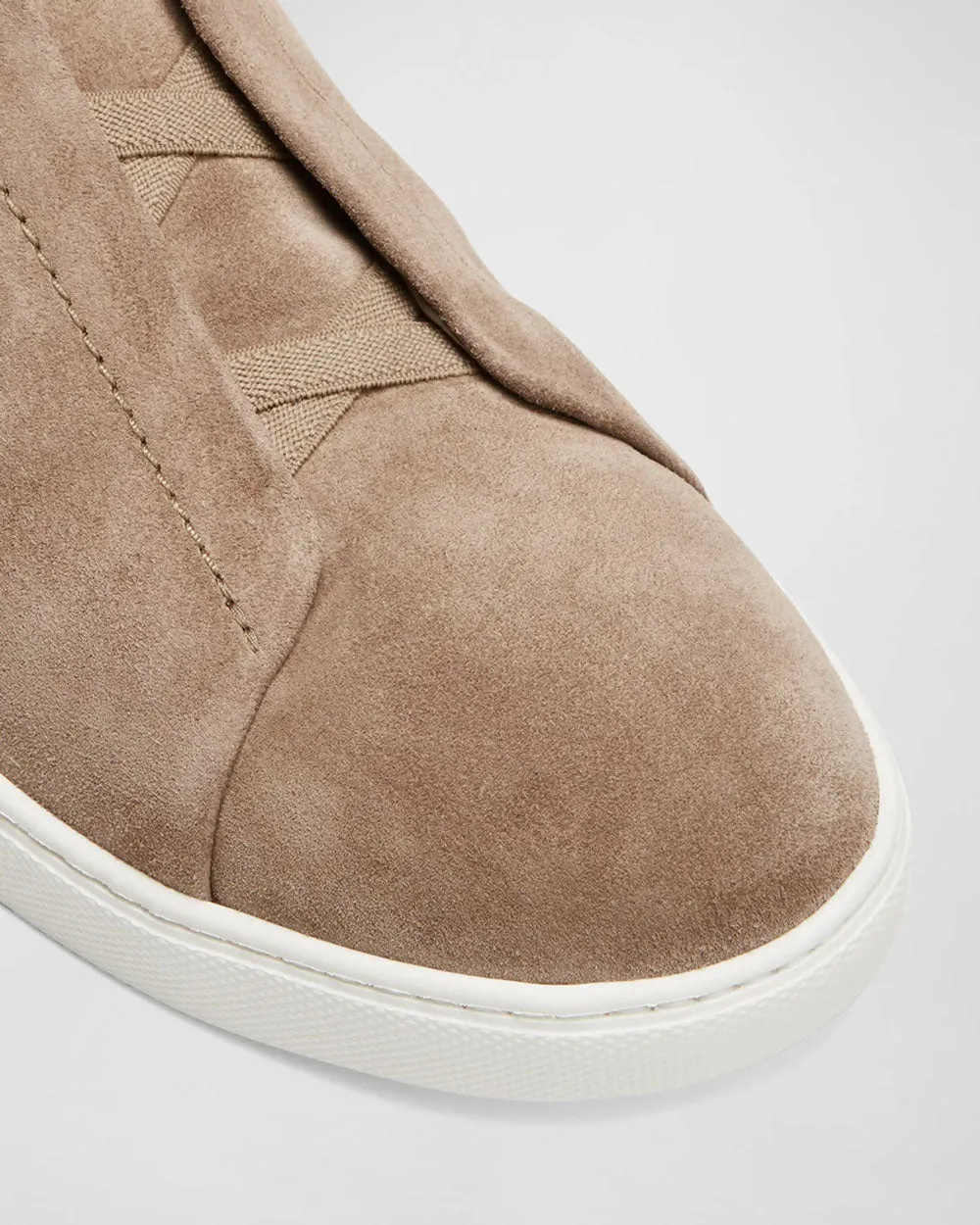 Triple Stitch in Beige Calf Suede