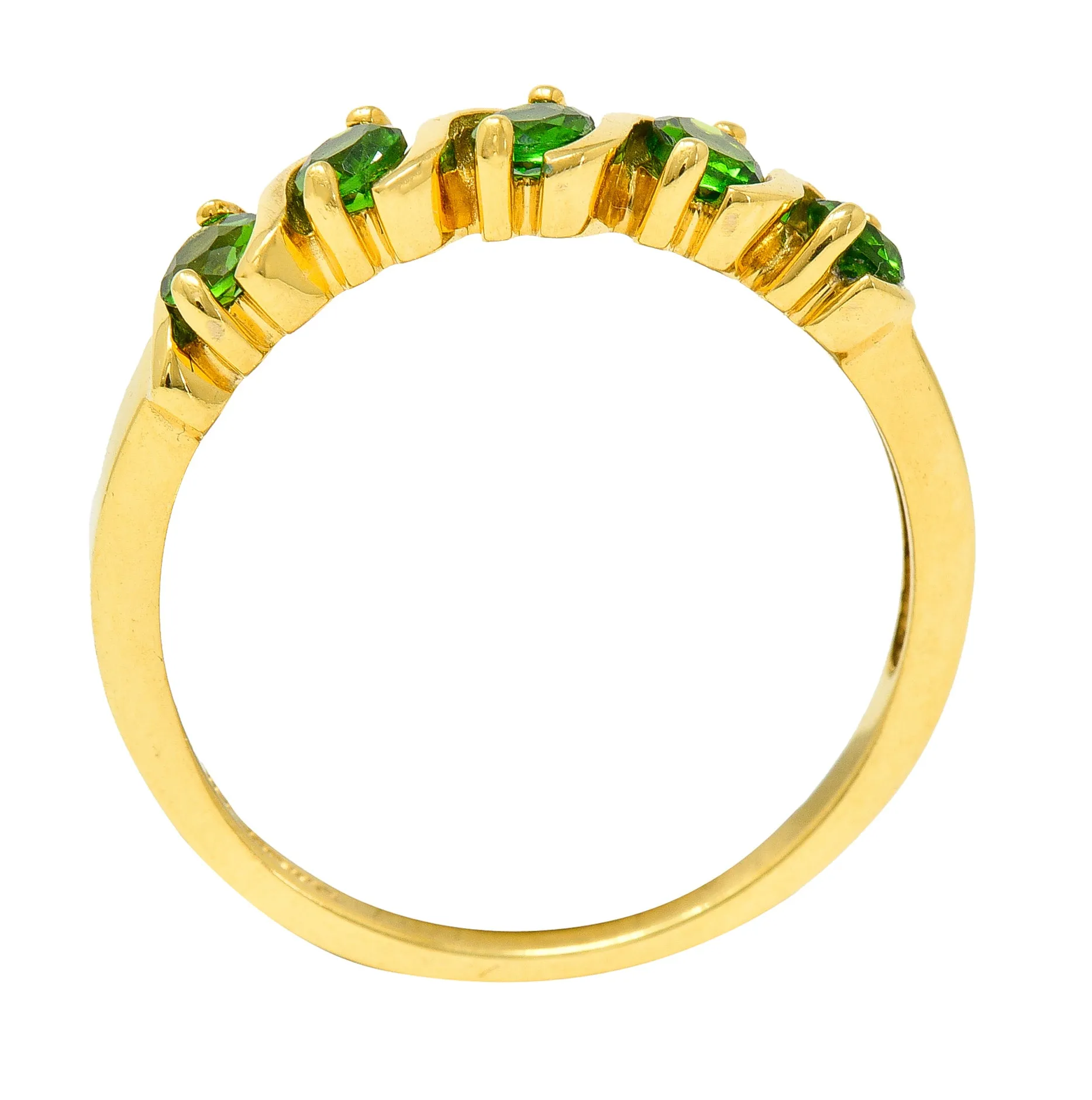 Vintage Tsavorite Garnet 14 Karat Yellow Gold Wave Band Ring