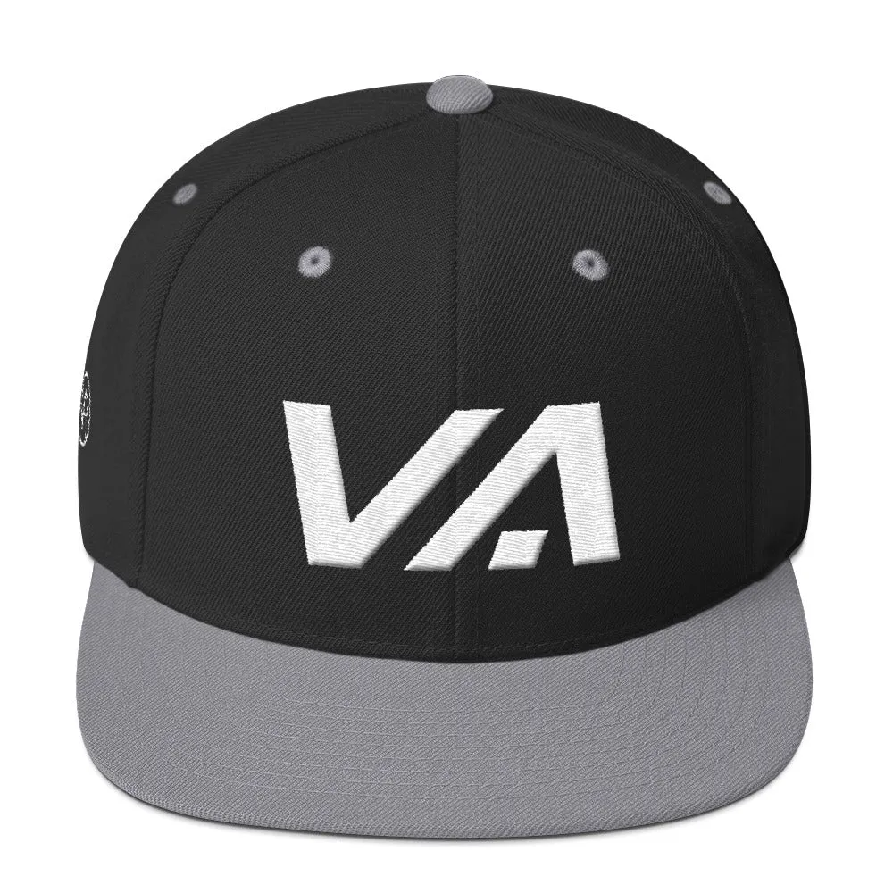 Virginia - Flat Brim Hat - White Embroidery - VA - Many Hat Color Options Available