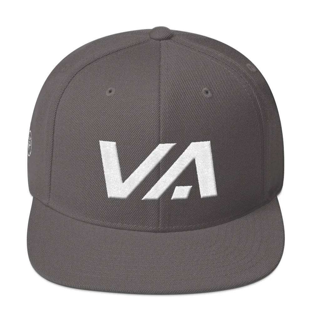 Virginia - Flat Brim Hat - White Embroidery - VA - Many Hat Color Options Available