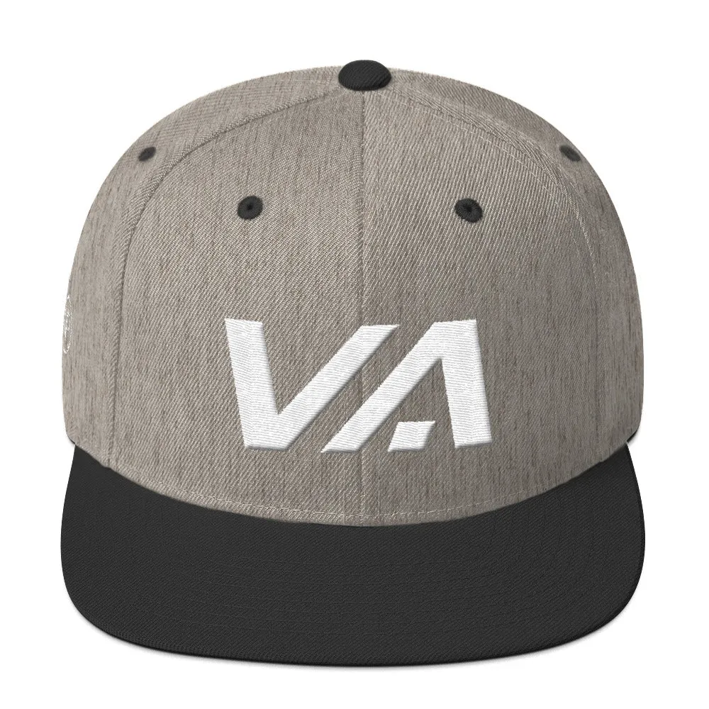 Virginia - Flat Brim Hat - White Embroidery - VA - Many Hat Color Options Available