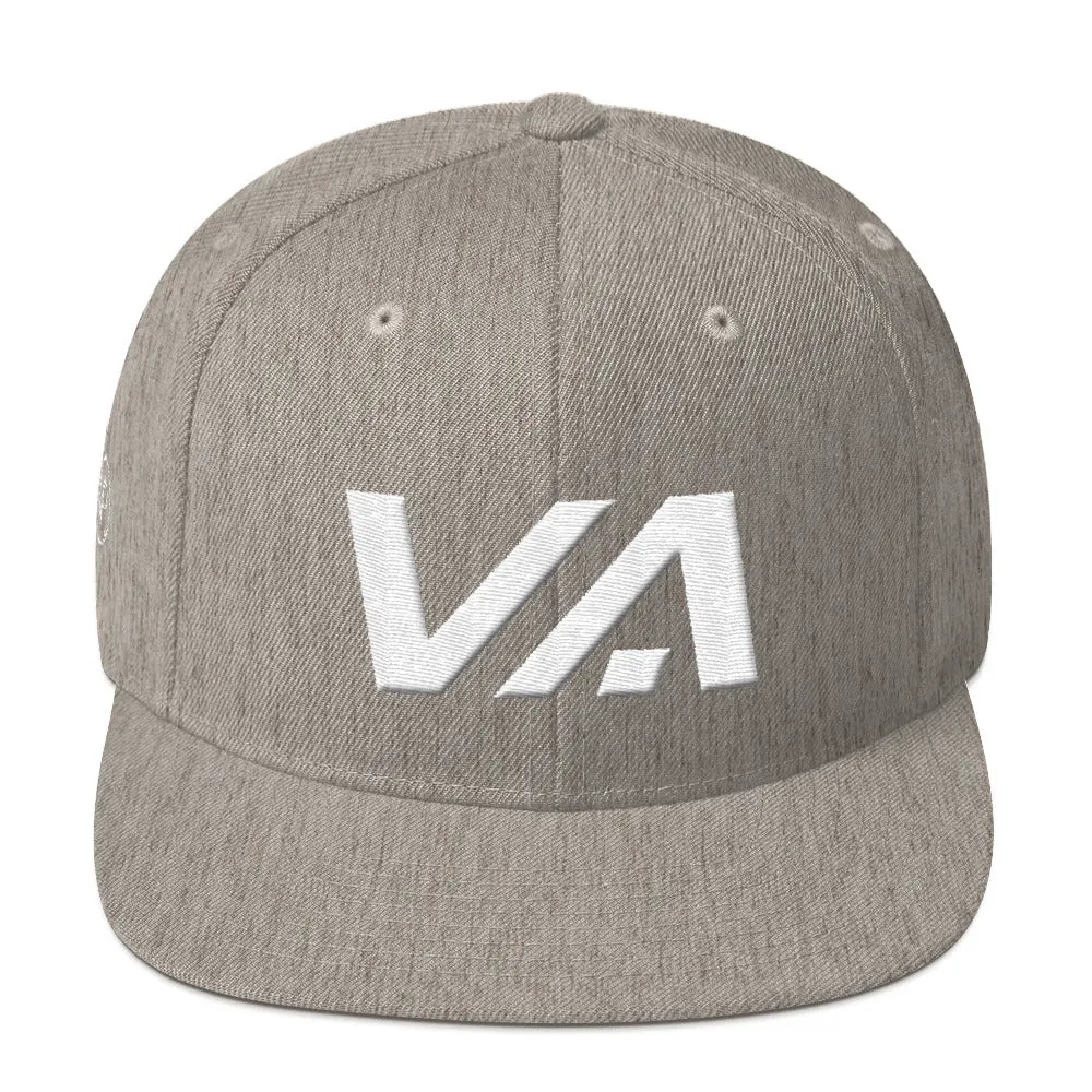 Virginia - Flat Brim Hat - White Embroidery - VA - Many Hat Color Options Available