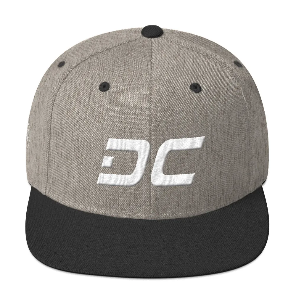 Washington DC - Flat Brim Hat - White Embroidery - DC - Many Hat Color Options Available