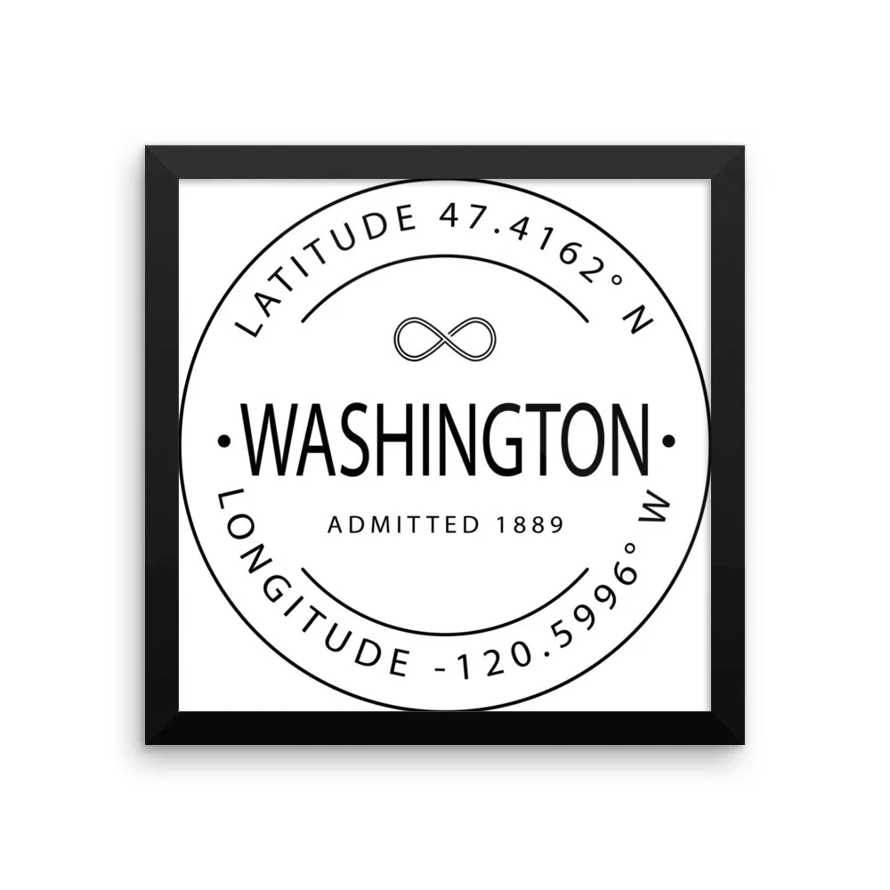 Washington - Framed Print - Latitude & Longitude