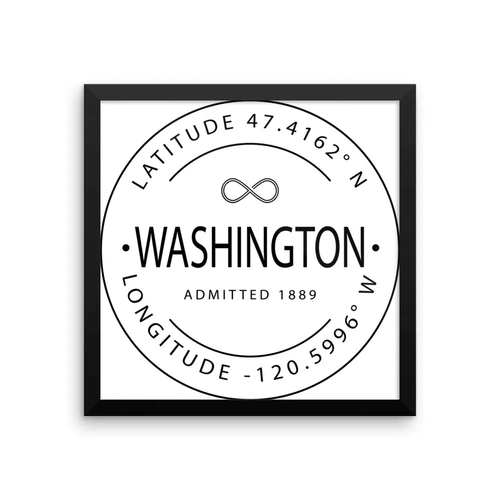 Washington - Framed Print - Latitude & Longitude