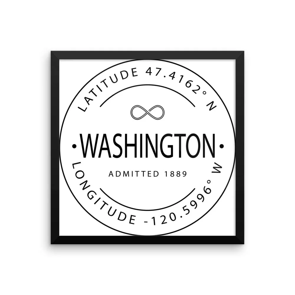 Washington - Framed Print - Latitude & Longitude