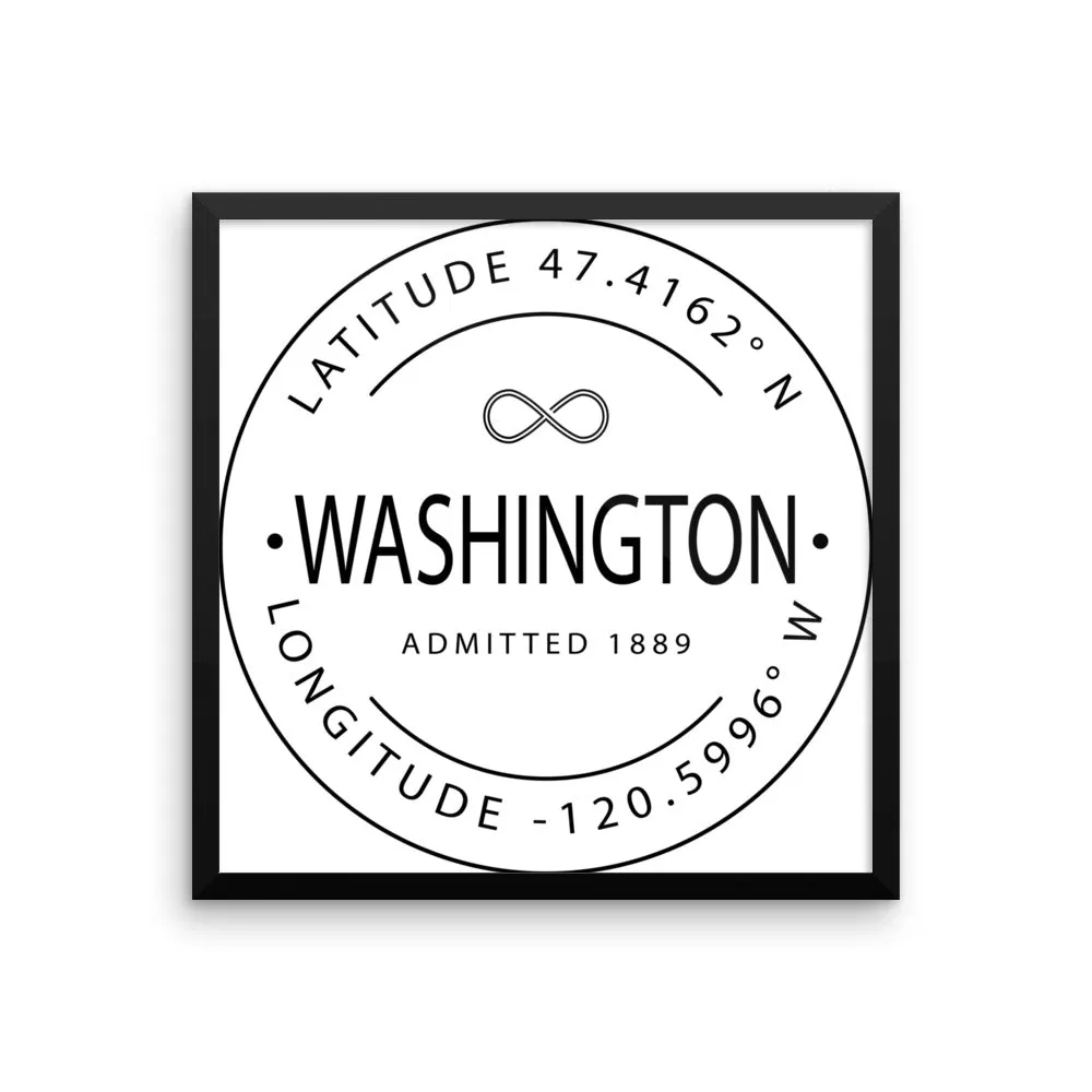 Washington - Framed Print - Latitude & Longitude