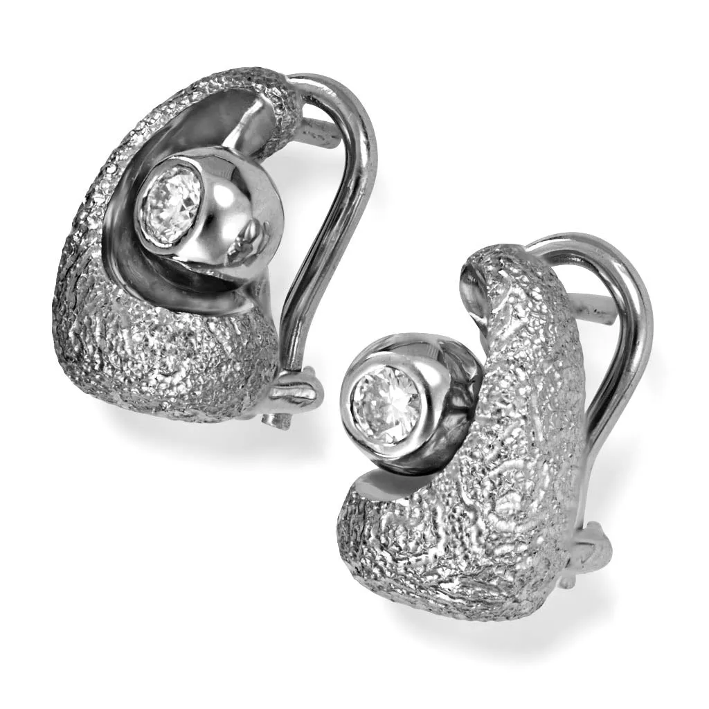 White Gold Modern Art Earrings with Diamonds