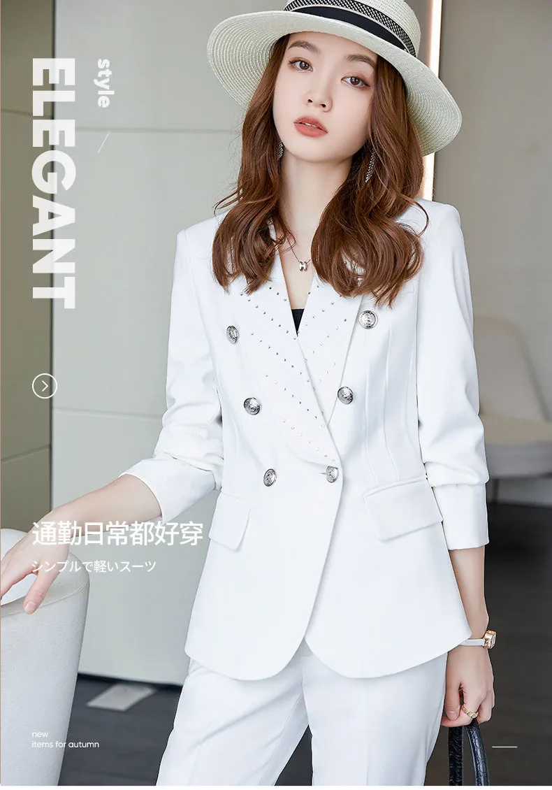 Women's Formal Long Sleeve Slim Blazer and Pants Two Piece Suits