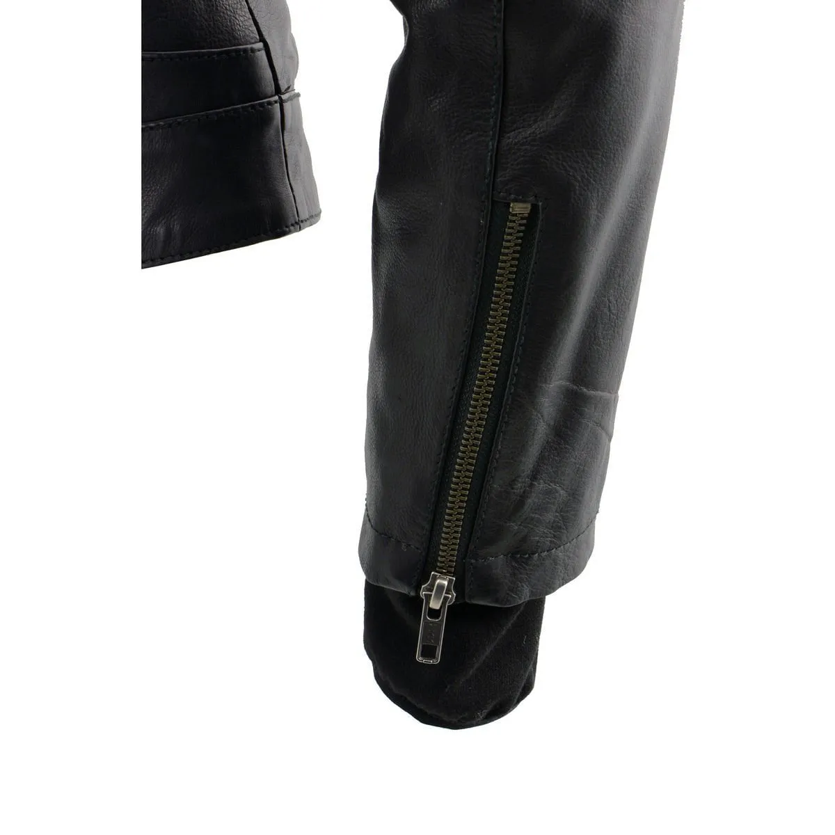 Women's Lightweight Black Leather Jacket w/ Removable Hood