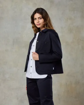 Womens Rich Navy Wool Herringbone Jacket