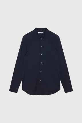 Wood Wood Timothy Paper Poplin Shirt Dark navy