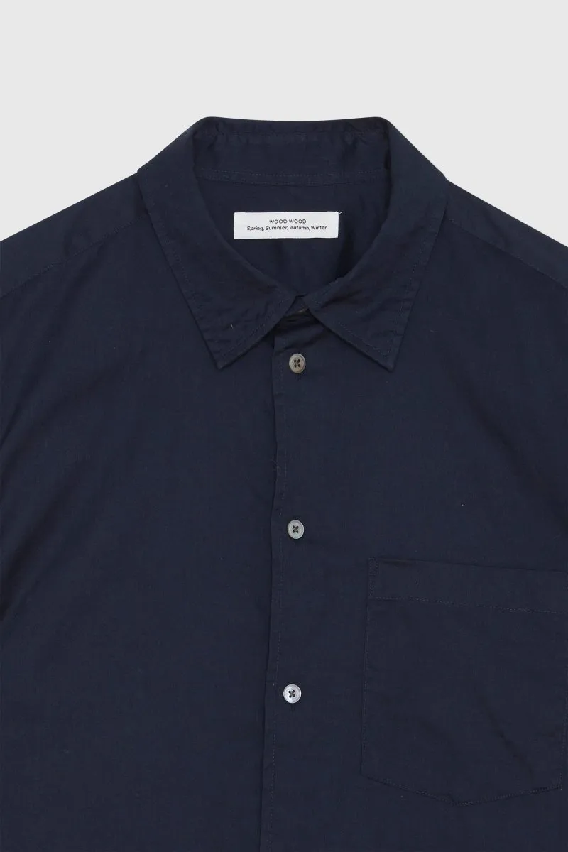 Wood Wood Timothy Paper Poplin Shirt Dark navy