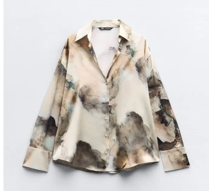 ZARA  |SATIN EFFECT TIE-DYE SHIRT