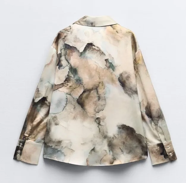 ZARA  |SATIN EFFECT TIE-DYE SHIRT